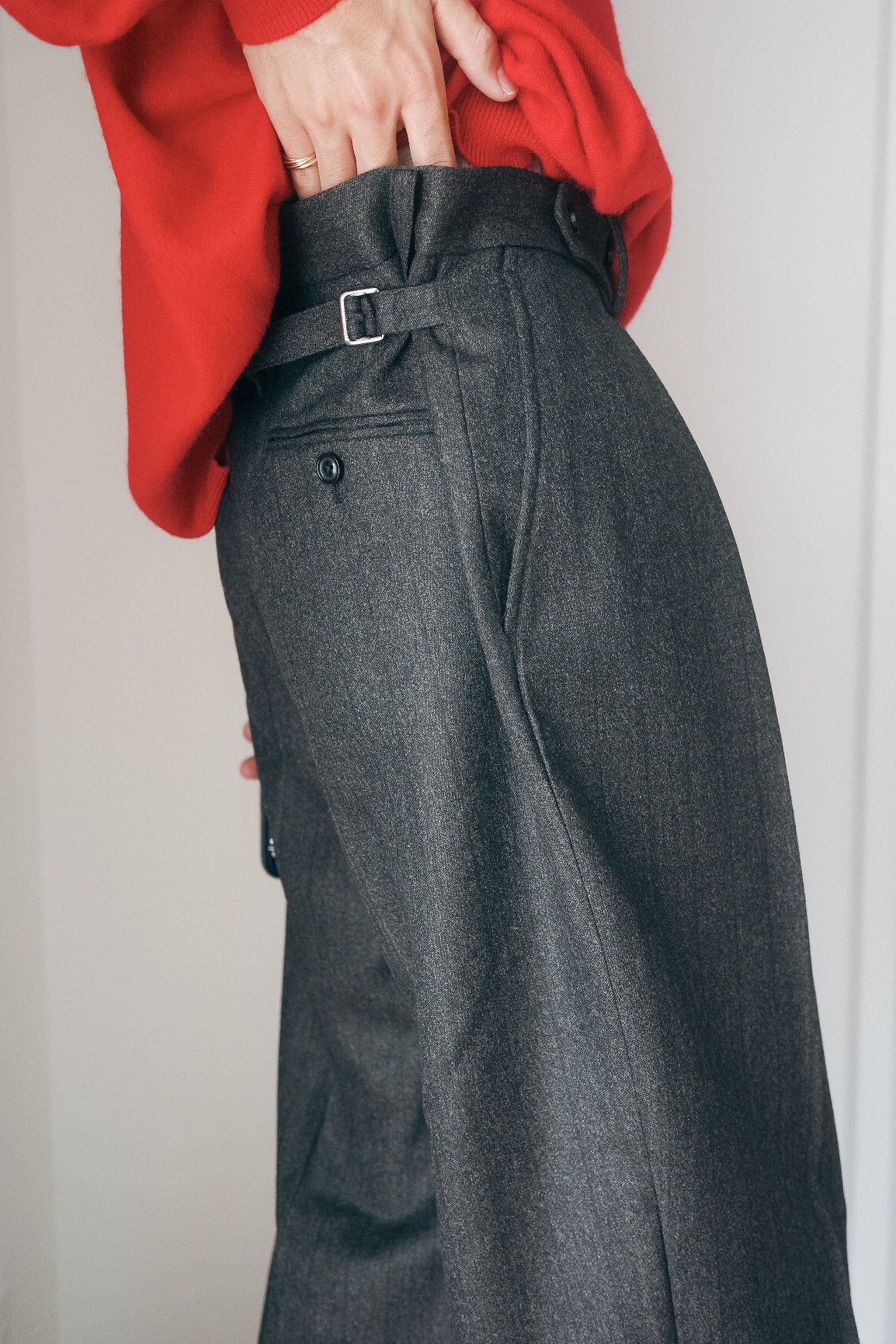 ULTERIOR MELANGE BARATHEA STRIPE TUCKED TROUSERS