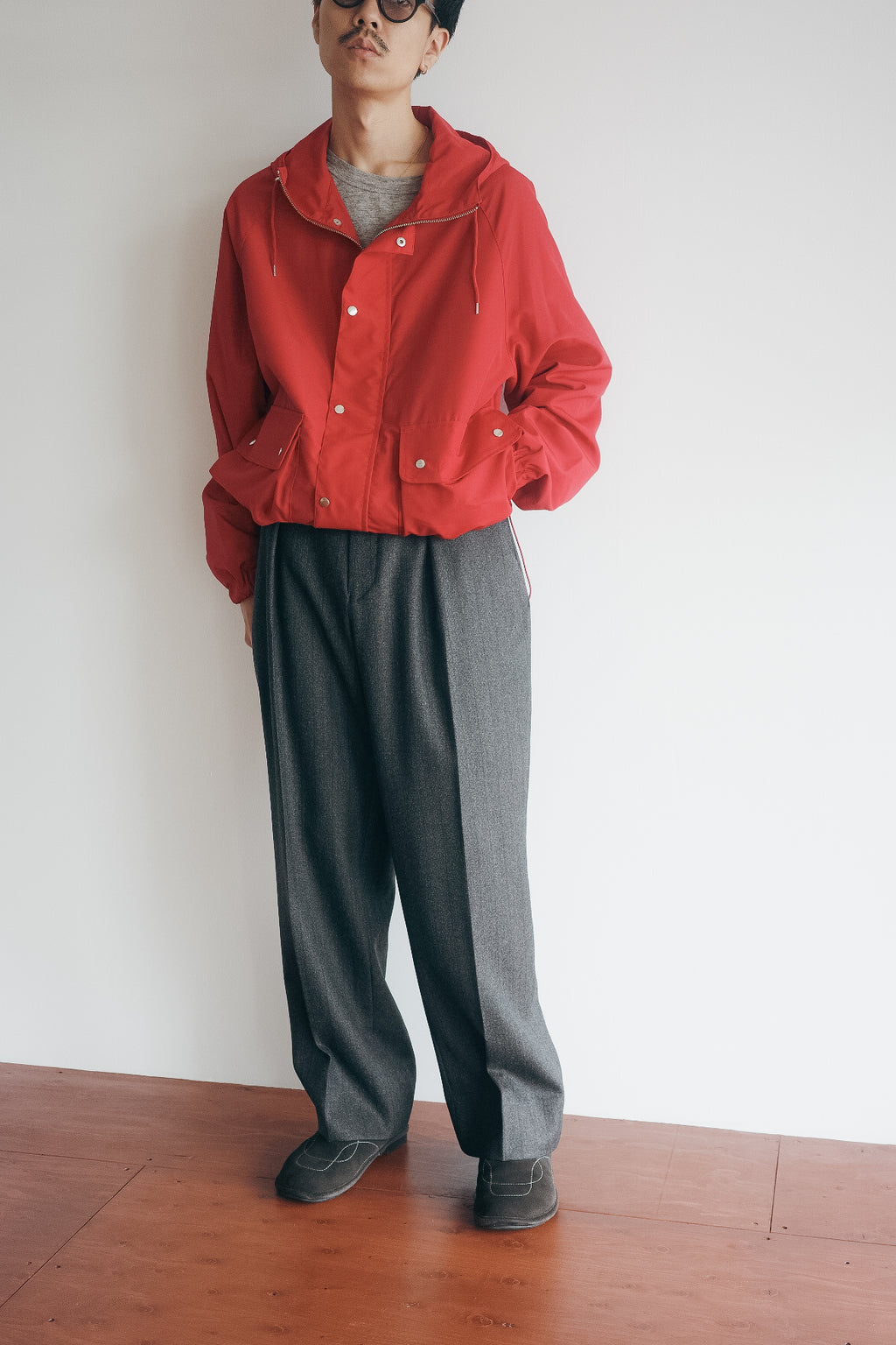 ULTERIOR MELANGE BARATHEA STRIPE TUCKED TROUSERS