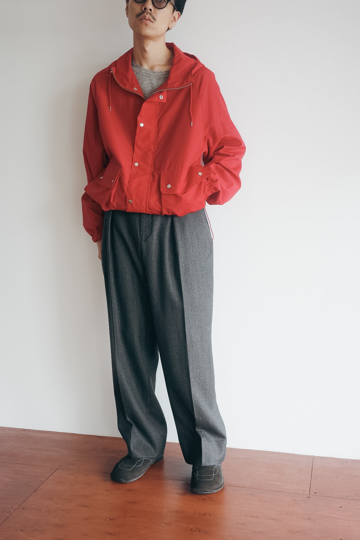 ULTERIOR MELANGE BARATHEA STRIPE TUCKED TROUSERS