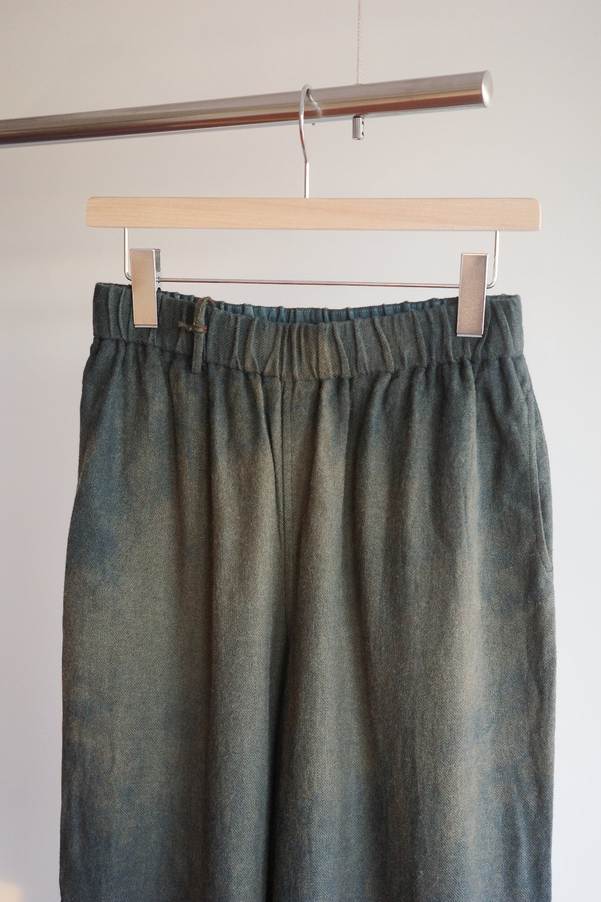 Gorsch Ryukyu Indigo Dyed Brushed Ramie Linen Wool Easy Trousers