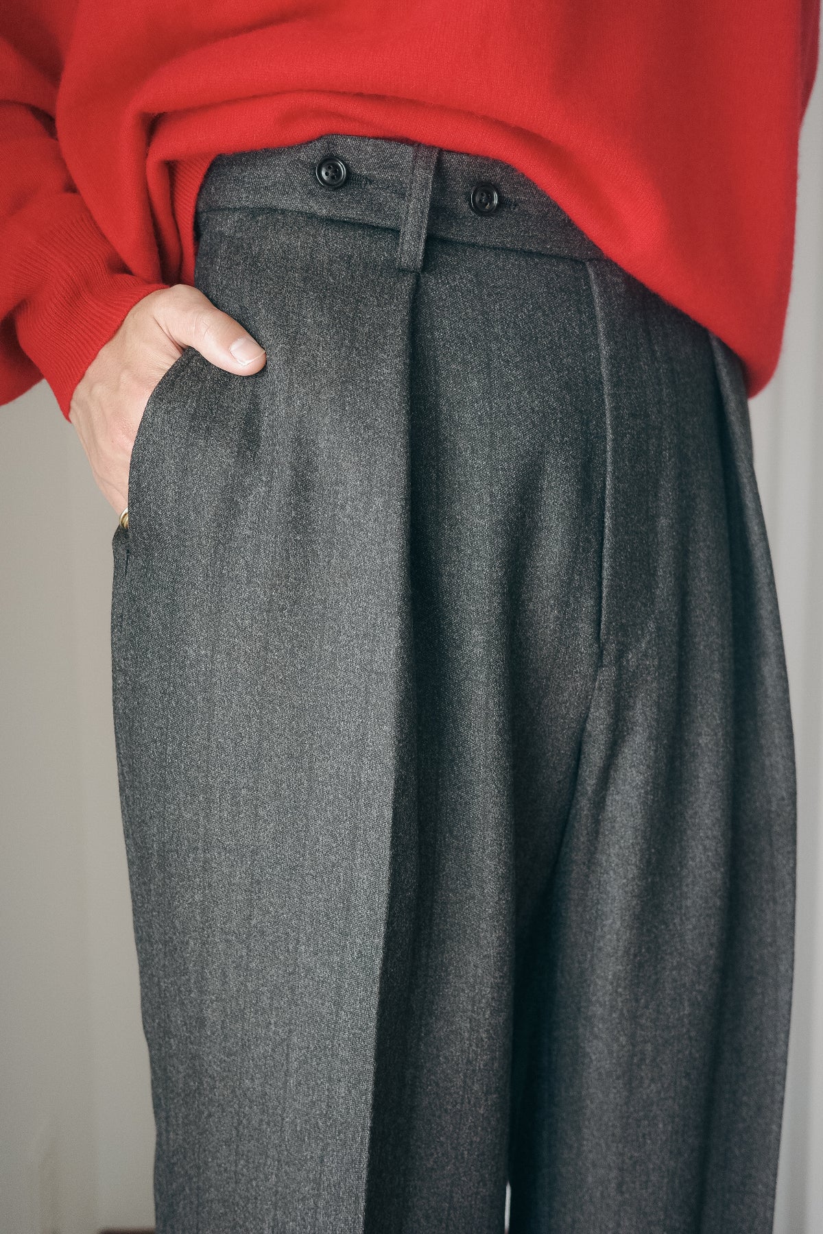 ULTERIOR MELANGE BARATHEA STRIPE TUCKED TROUSERS