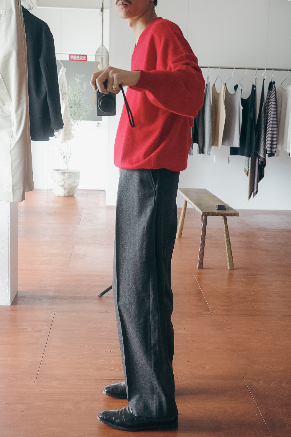 ULTERIOR MELANGE BARATHEA STRIPE TUCKED TROUSERS