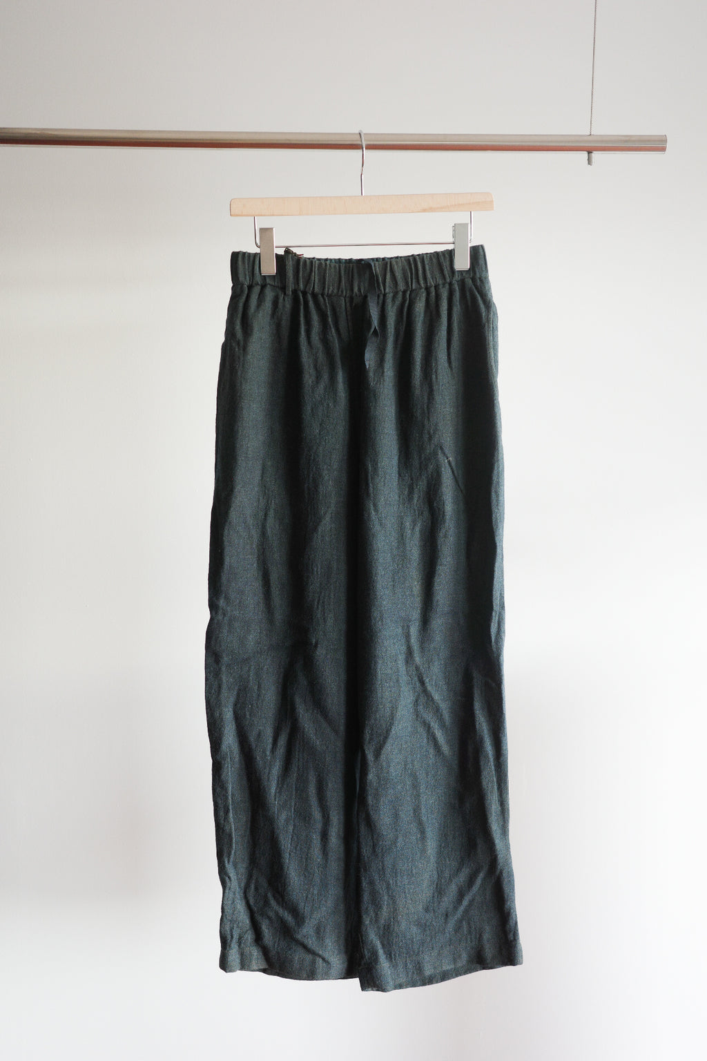 Gorsch Ryukyu Indigo Dyed Brushed Ramie Linen Wool Easy Trousers