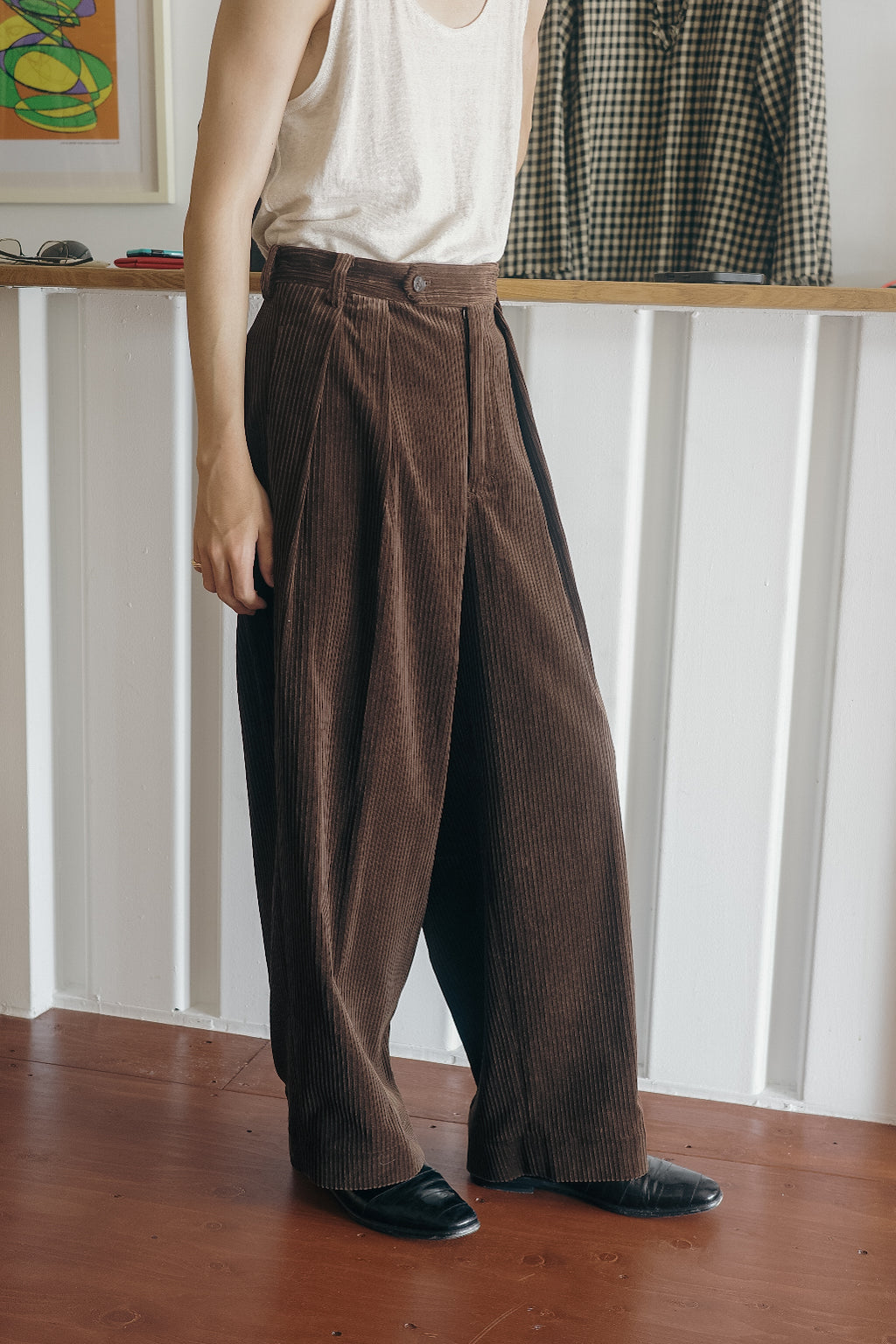 BISOWN MIXED-WALE CORDUROY 2-TUCK TROUSERS
