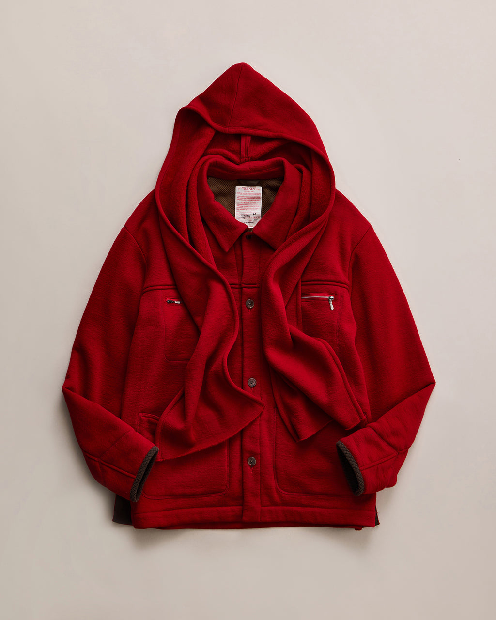 NICENESS BORLAND -WOOL FLEECE OVERSHIRT COAT-