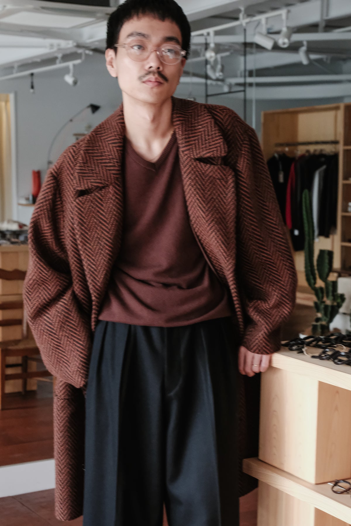 Gorsch Dynamic Herringbone Wool Double Coat