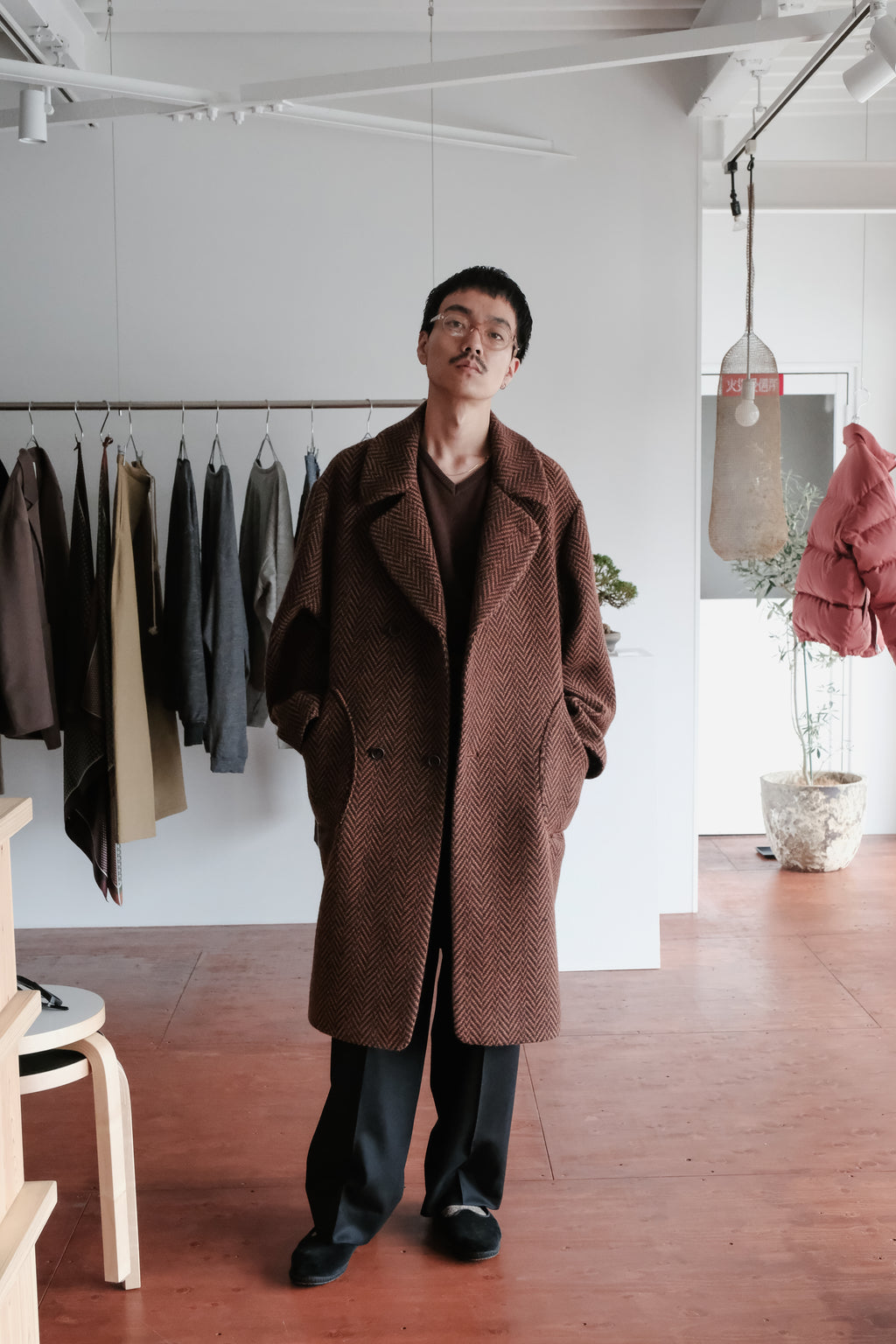 Gorsch Dynamic Herringbone Wool Double Coat