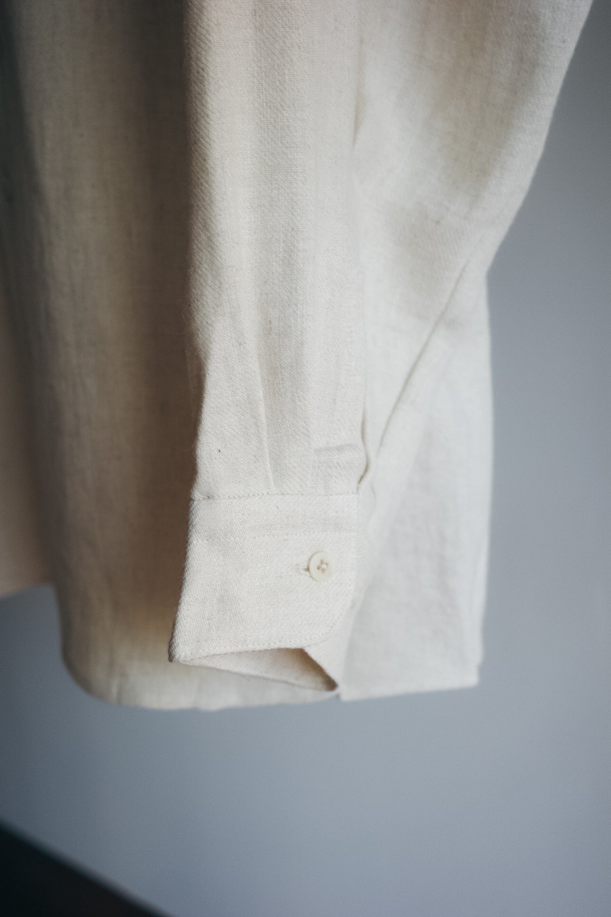 Gorsch Brushed Ramie Linen Wool Open Collar Wide Shirt