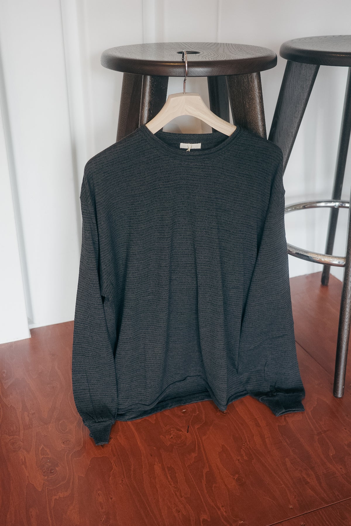 ULTERIOR SUPER FINE WOOL COTTON CUT-OFF PULLOVER (BORDER STRIPE)