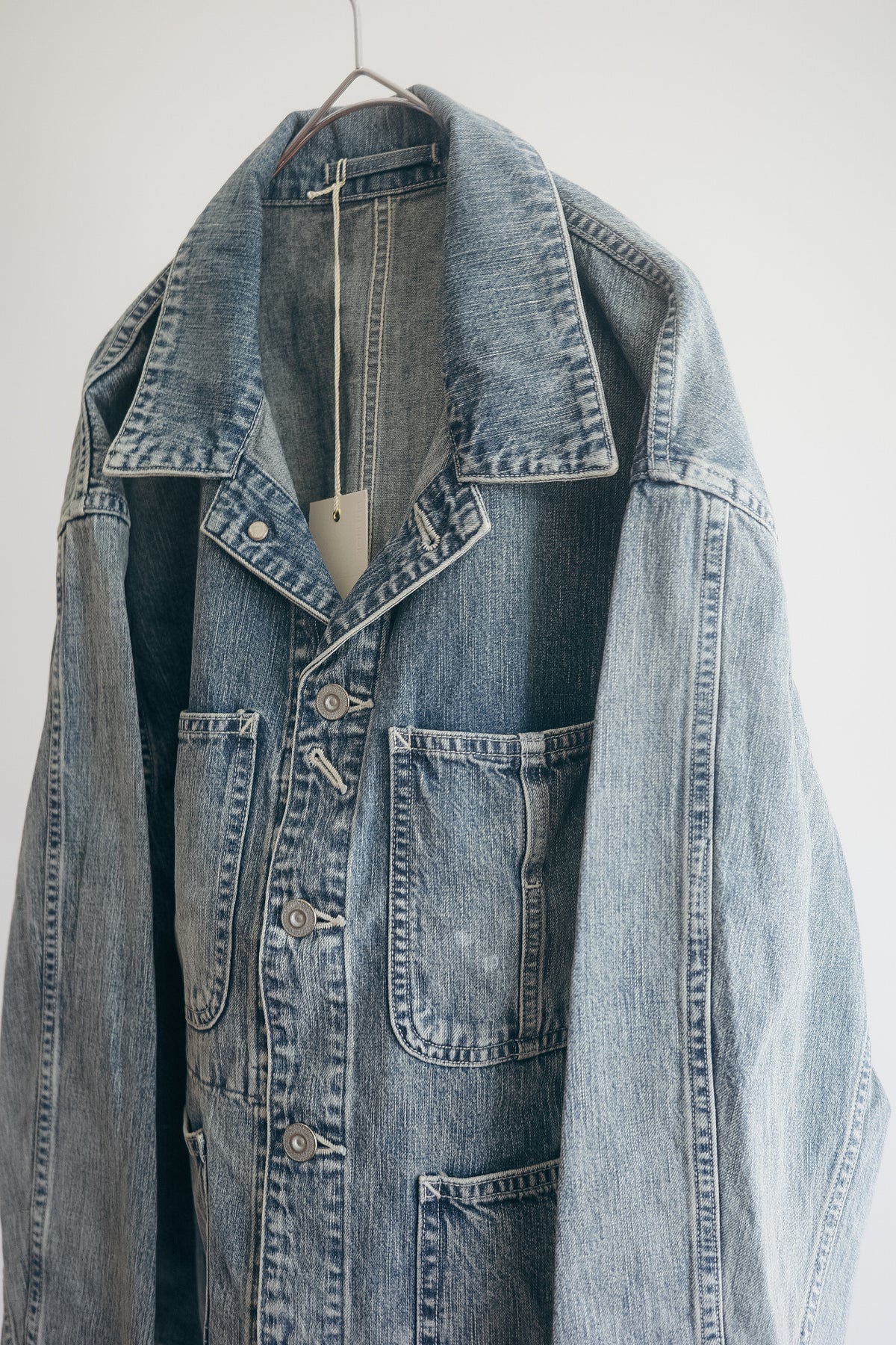 ULTERIOR FADED LIGHT DENIM SHORT COVERALL