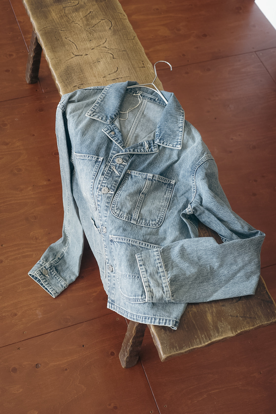 ULTERIOR FADED LIGHT DENIM SHORT COVERALL