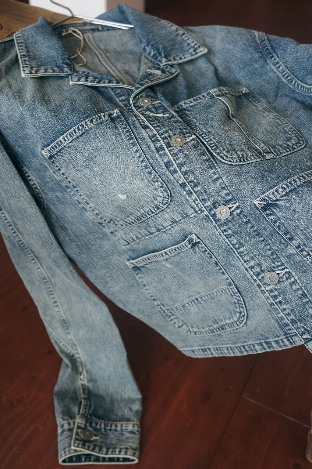 ULTERIOR FADED LIGHT DENIM SHORT COVERALL