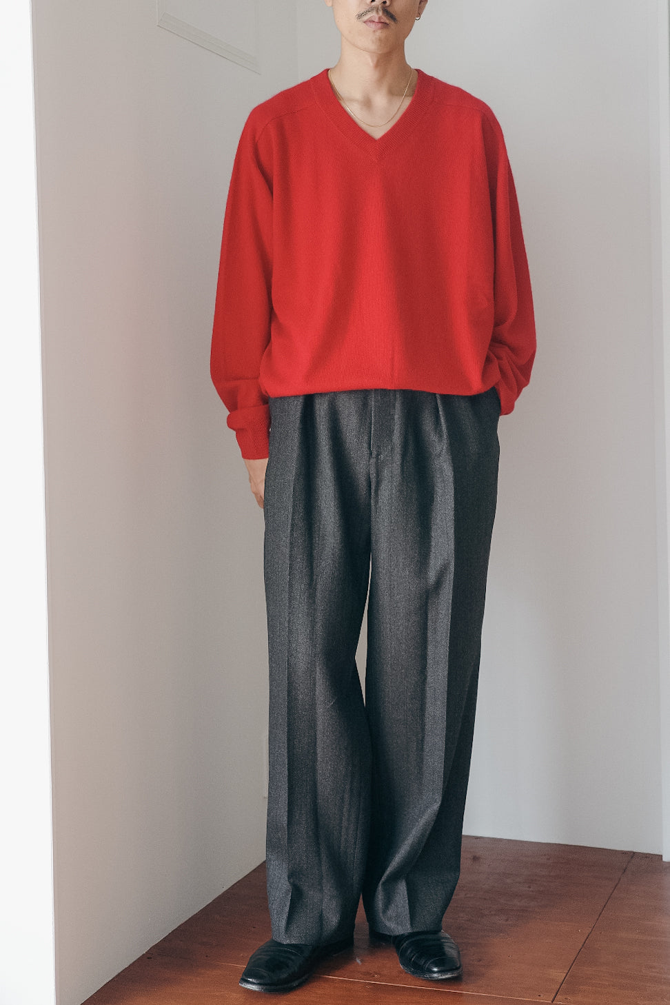 ULTERIOR MELANGE BARATHEA STRIPE TUCKED TROUSERS
