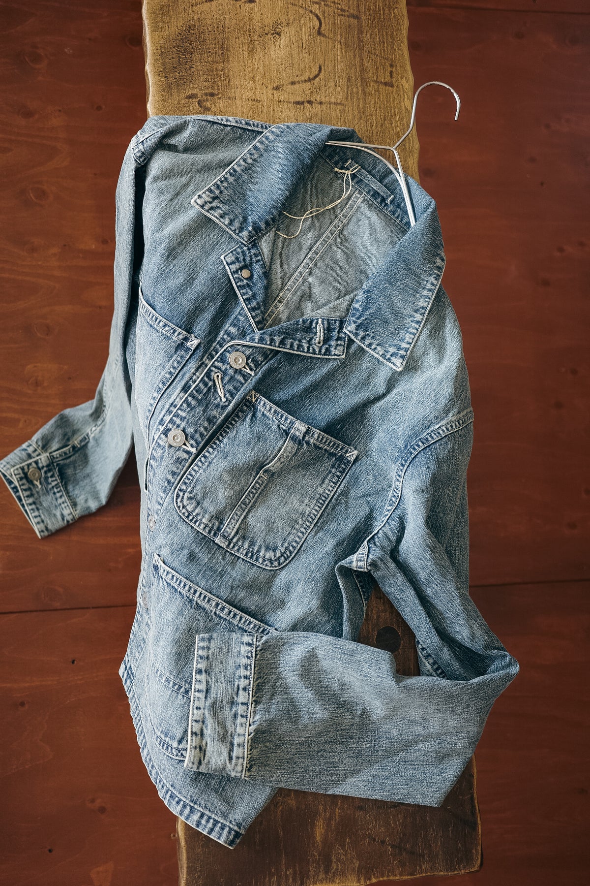 ULTERIOR FADED LIGHT DENIM SHORT COVERALL