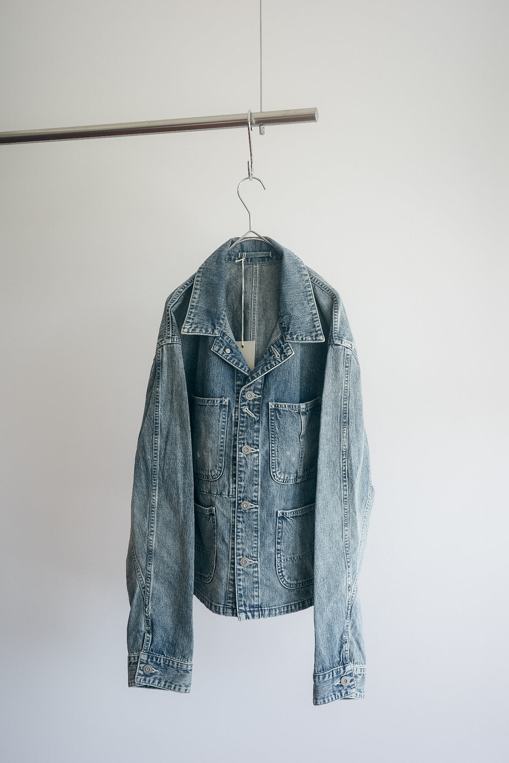 ULTERIOR FADED LIGHT DENIM SHORT COVERALL