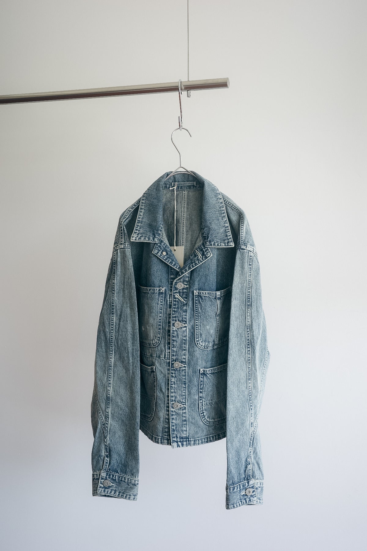 ULTERIOR FADED LIGHT DENIM SHORT COVERALL