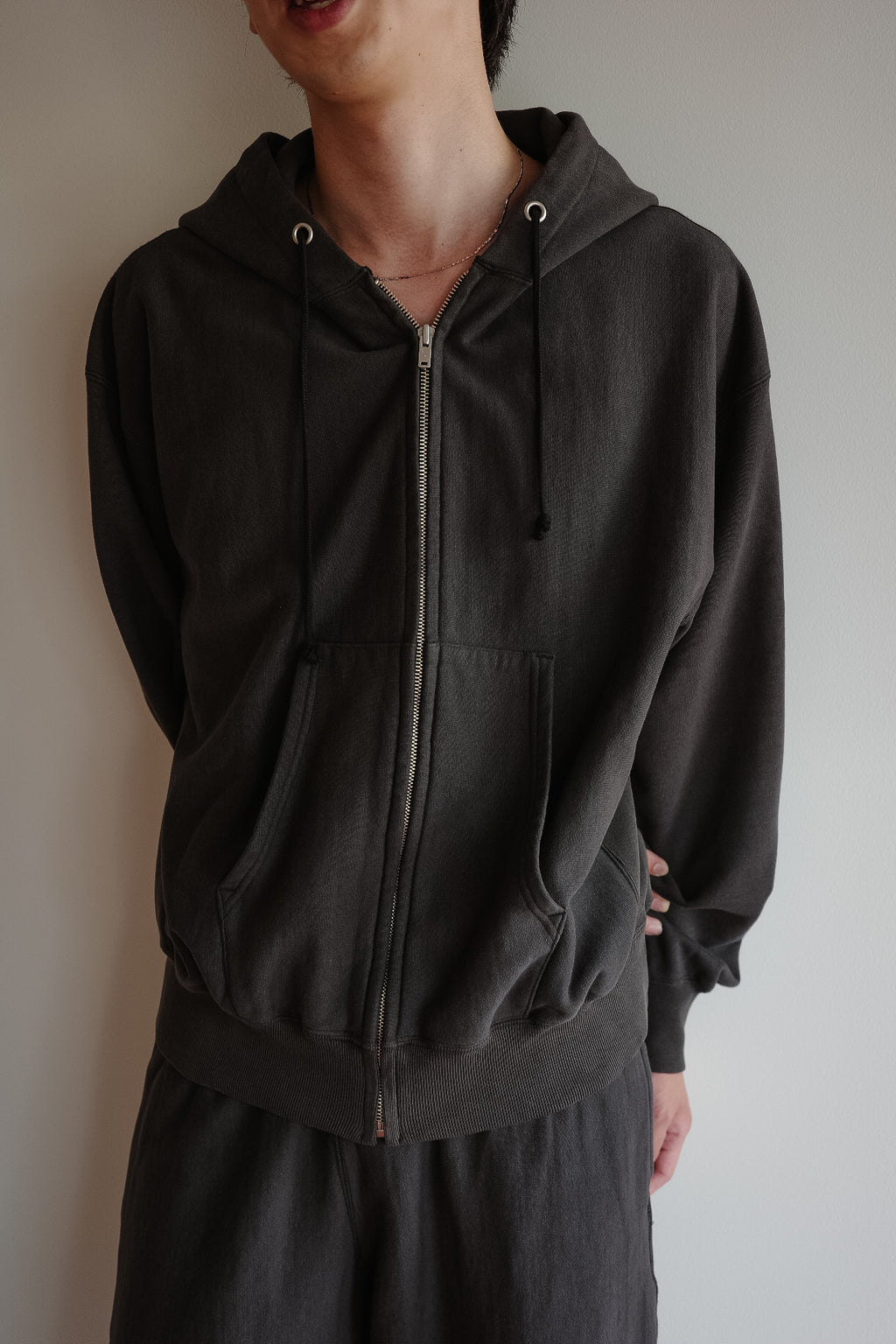 ULTERIOR FADED SILKY TERRY RW ZIP UP PARKA (The BORDER Edit)
