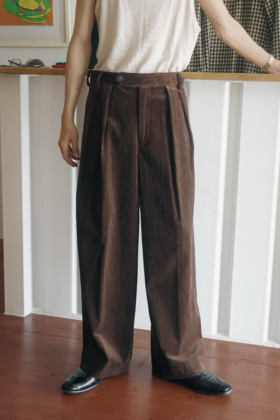 BISOWN MIXED-WALE CORDUROY 2-TUCK TROUSERS