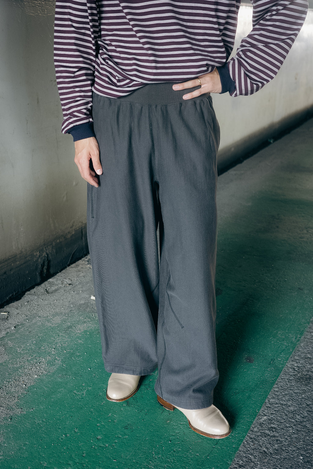 ULTERIOR FADED SILKY TERRY BAGGY SWEAT PANTS (The BORDER Edit.)