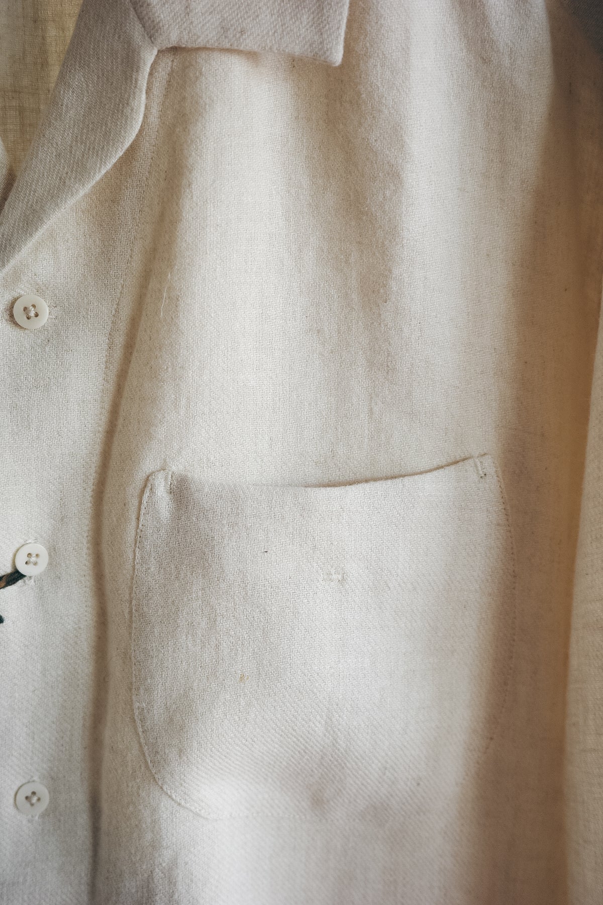 Gorsch Brushed Ramie Linen Wool Open Collar Wide Shirt
