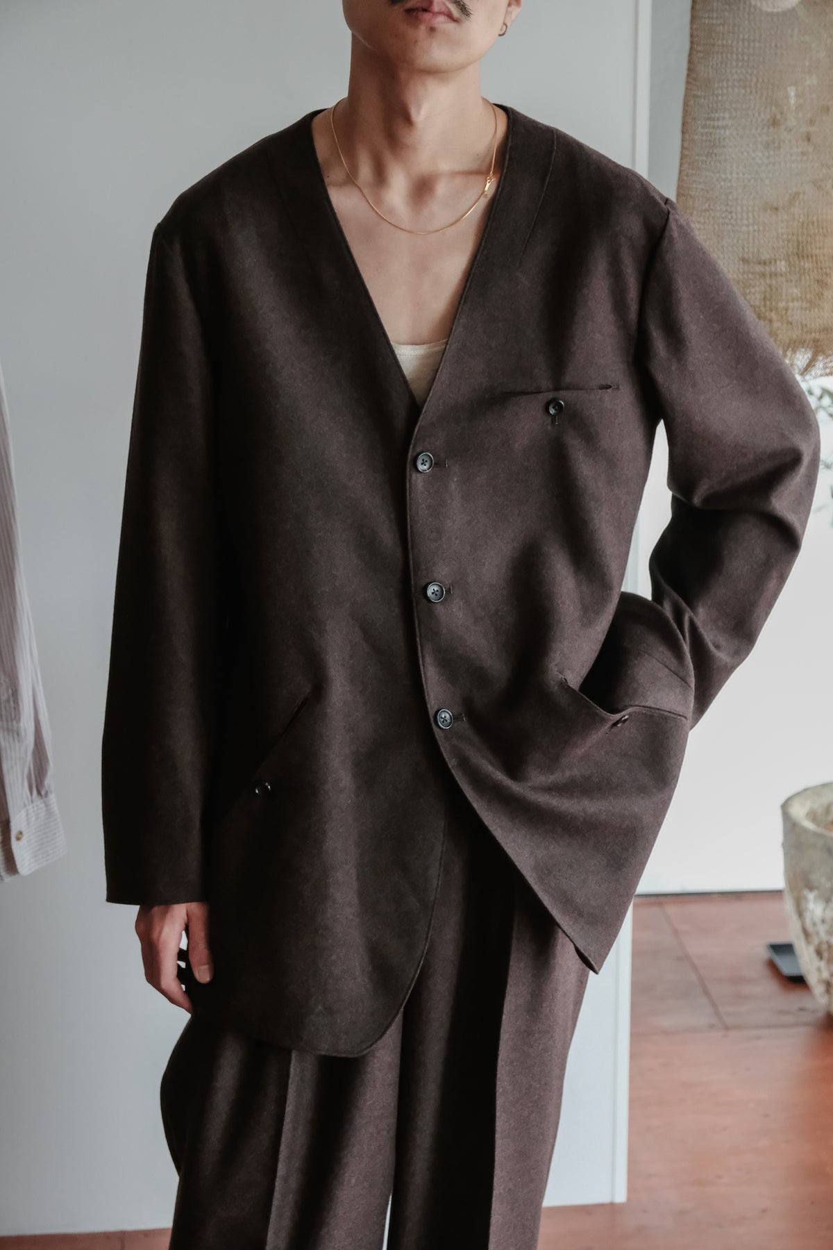 Gorsch Flannel Wool No Collar Jacket