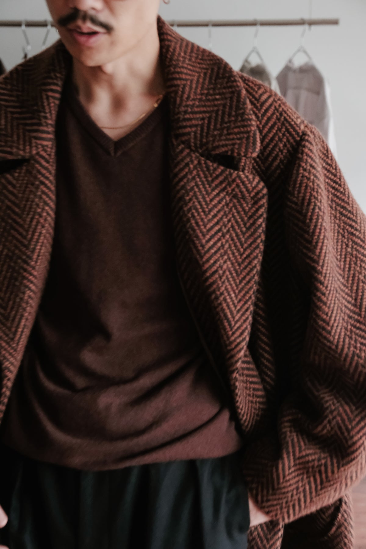 Gorsch Dynamic Herringbone Wool Double Coat