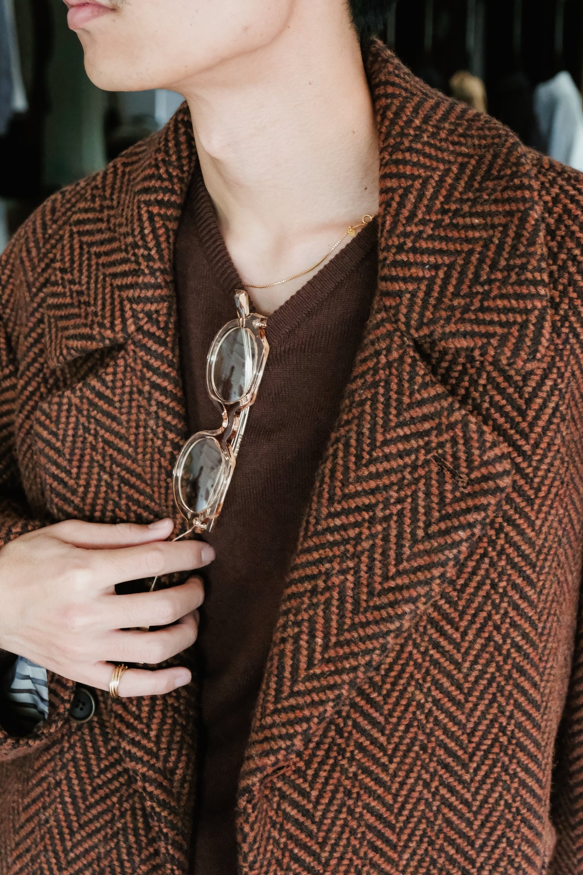 Gorsch Dynamic Herringbone Wool Double Coat